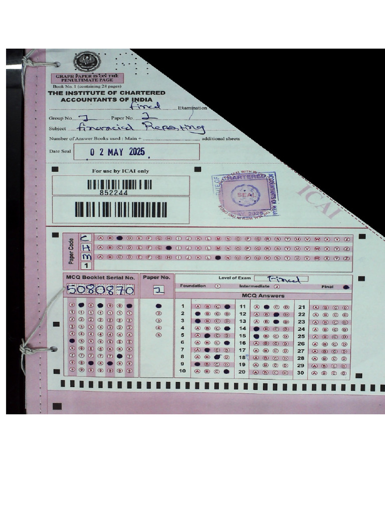 Marks Obtained (In Omr) : 10 | PDF