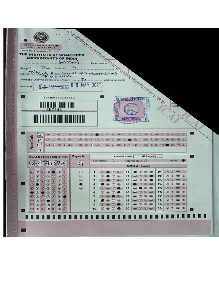 Marks Obtained (In Omr) : 10 | PDF