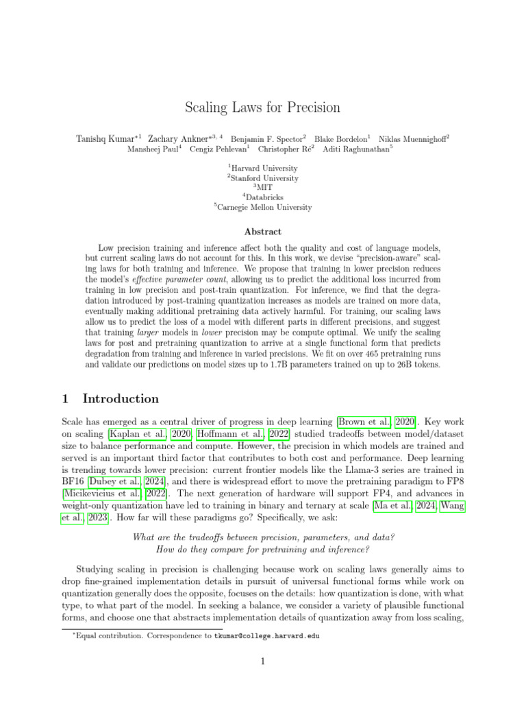 Precision-Aware Scaling Laws for Models | PDF | Integer (Computer ...