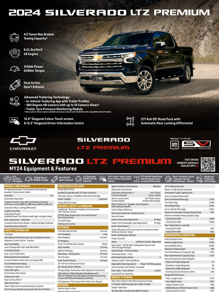 GMSV MY24 Chevrolet Silverado 1500 LTZ Premium Flyer | PDF | Trailer ...