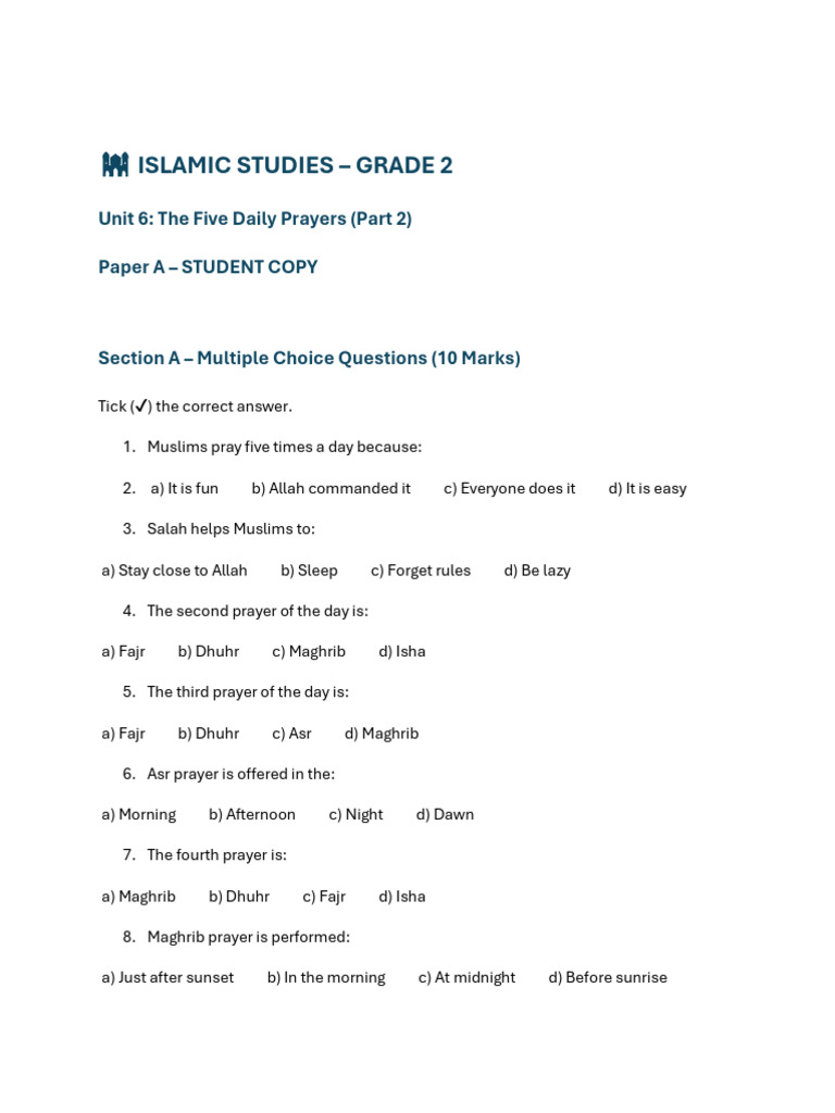 Islamic Daily Routine for Kids | PDF | Prayer | Sharia