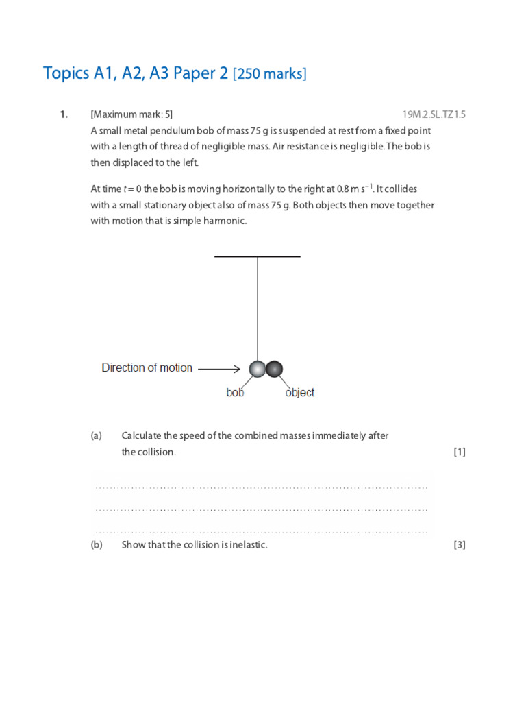 Physics Exam Questions on Momentum and Energy | PDF | Force | Collision