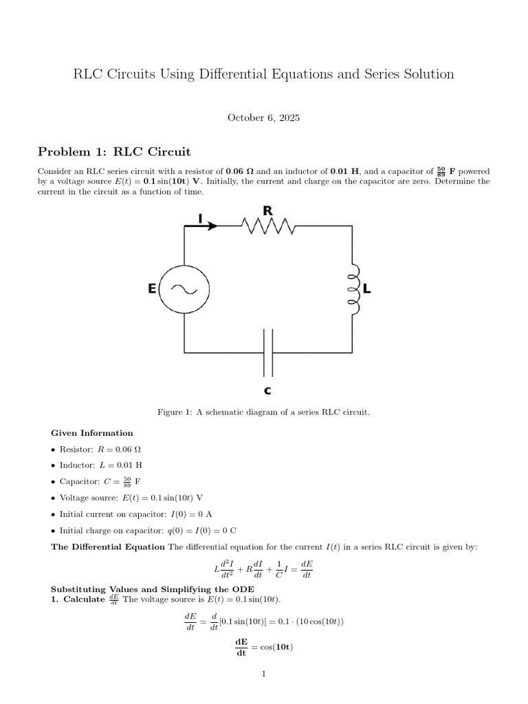 RLC Circuit Analysis with Differential Equations | PDF | Capacitor ...