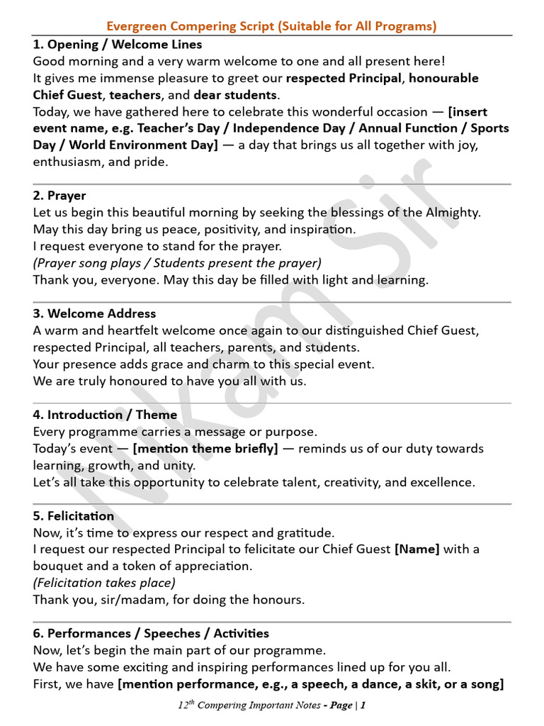12th Compering New Questions | PDF | Gratitude | Madam