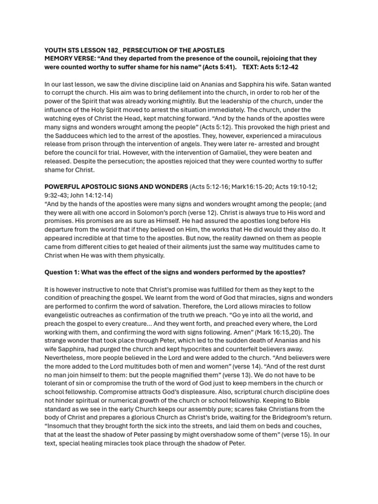 Apostles' Persecution and Miracles Explained | PDF | Jesus | Saint Peter