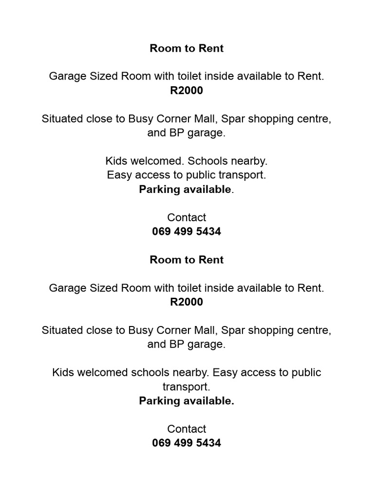 Room To Rent - 2 | PDF