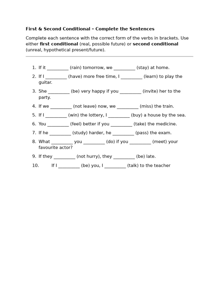 First and Second Conditional | PDF