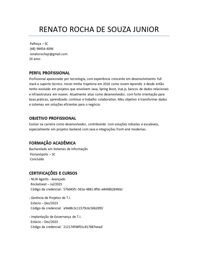 Desenvolvedor Full Stack em Tecnologia | PDF | Tecnologia da Informação ...