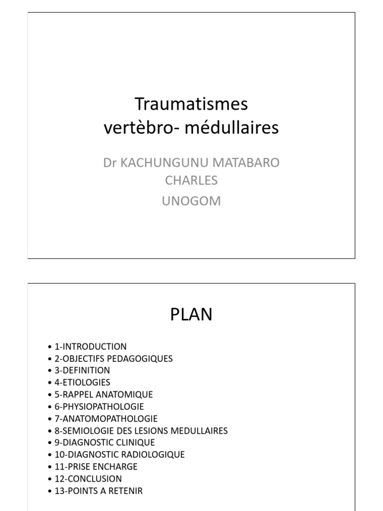 Traumatismes vertébro-médullaires : Guide complet | PDF | Vertèbre ...