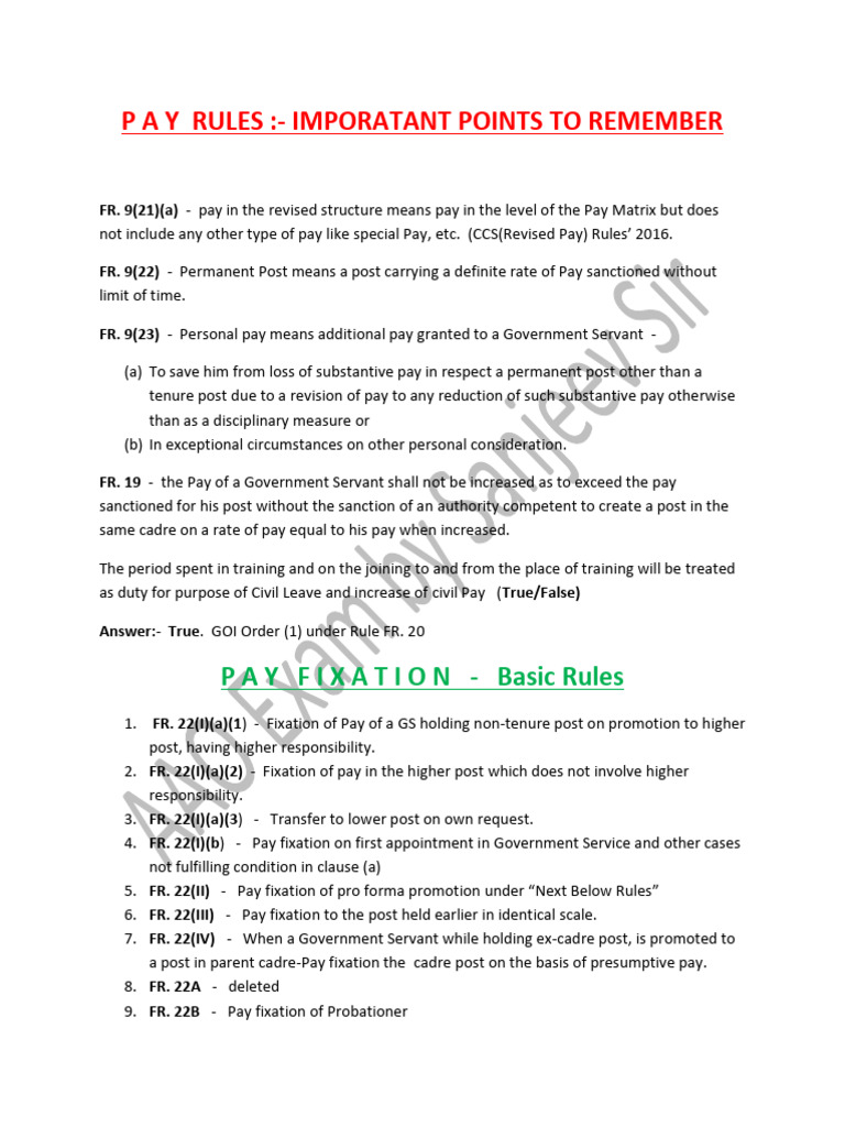 Pay Rules | PDF | Government | Justice