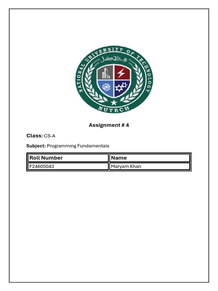 Programming Fundamentals Assignment Tasks | PDF