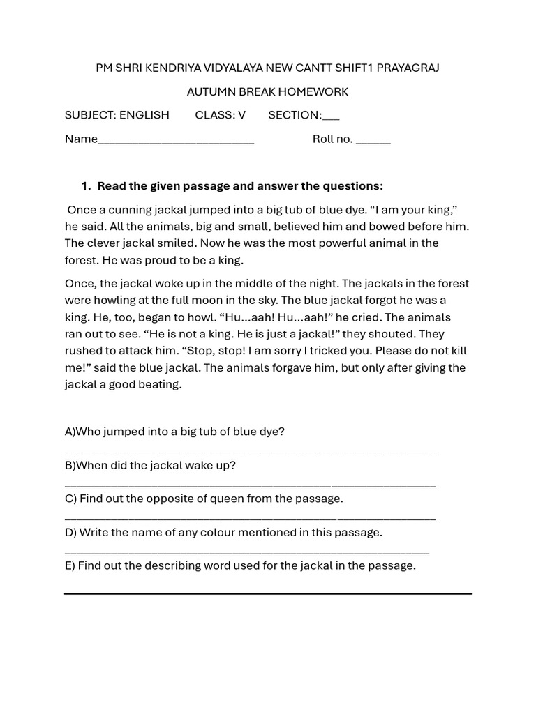 Class 5 English-1 | PDF