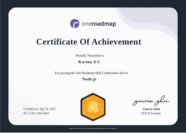 Node.js Certification Achievement | PDF
