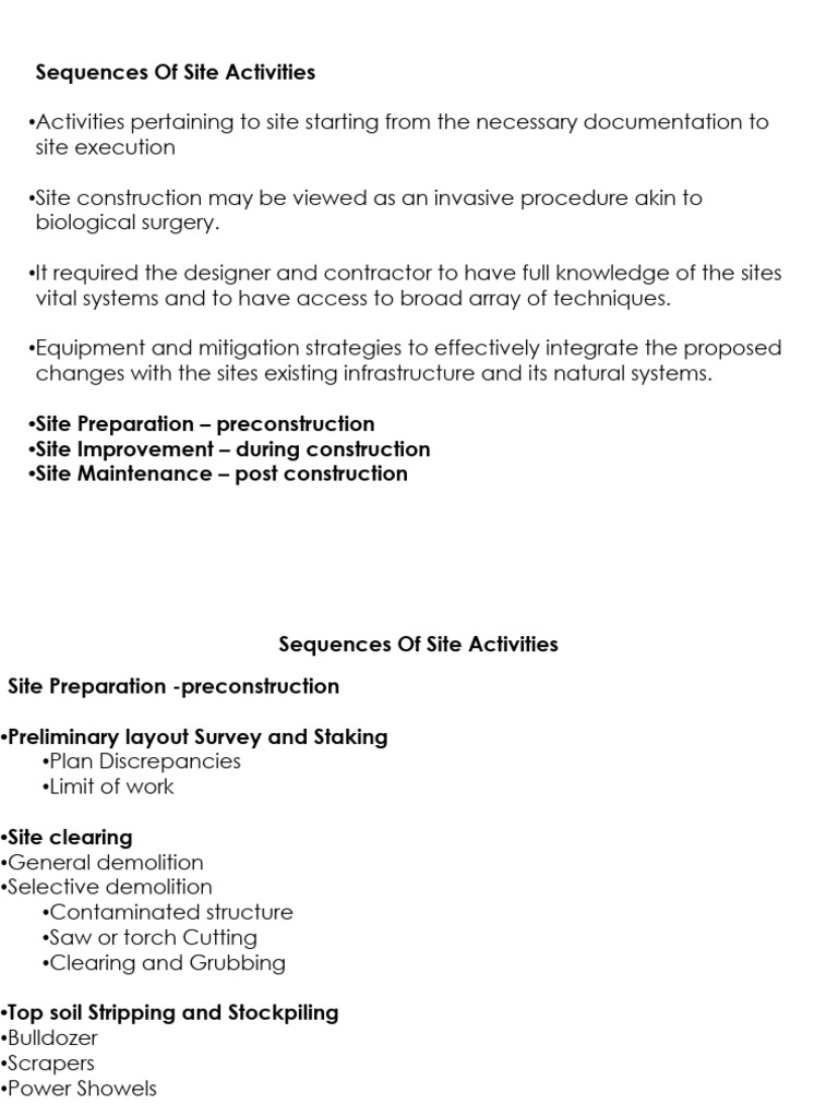 Site Preparation and Construction Activities | PDF | Earth Sciences
