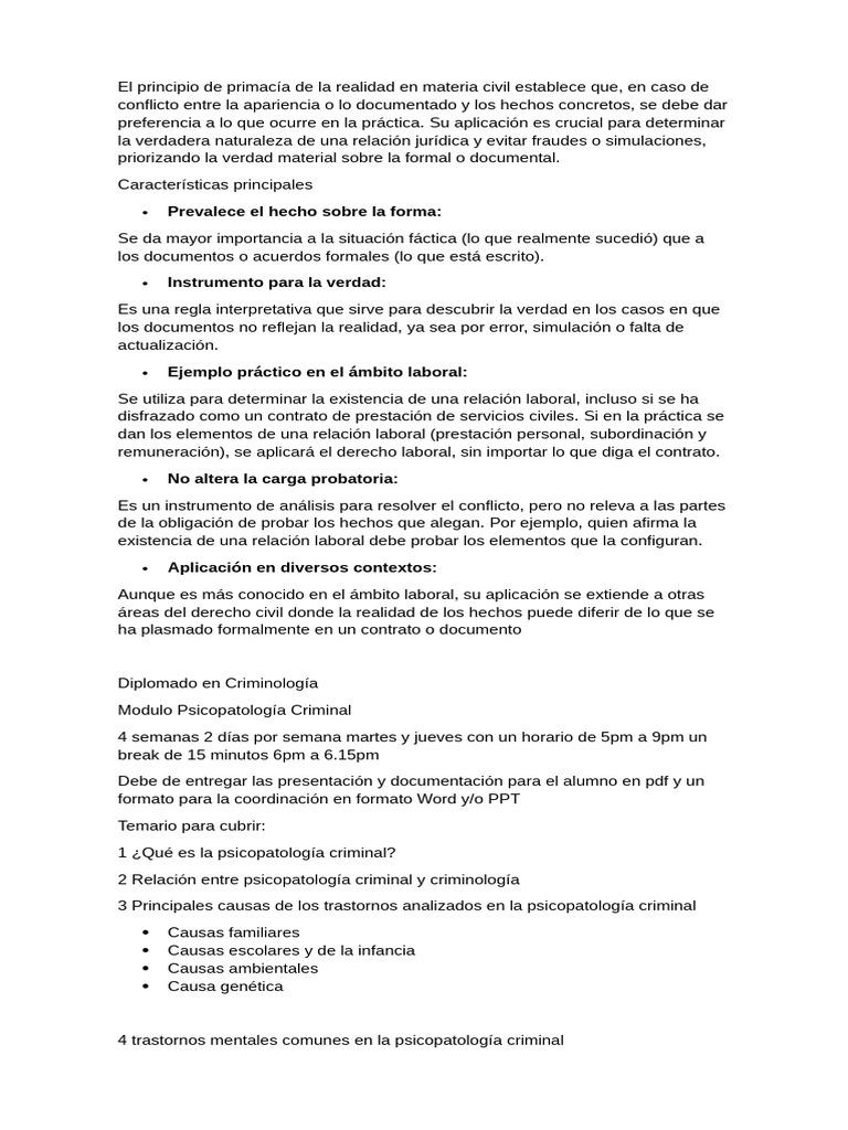 Primacía de la Realidad en Derecho Civil | PDF | Verdad