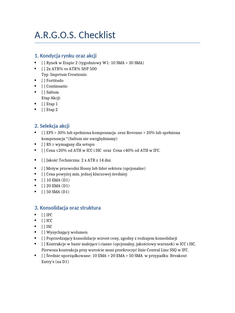 ARGOS Checklist PL | PDF