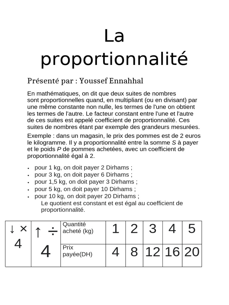 Comprendre la Proportionnalité en Mathématiques | PDF