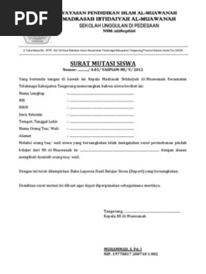 Surat Mutasi Siswa