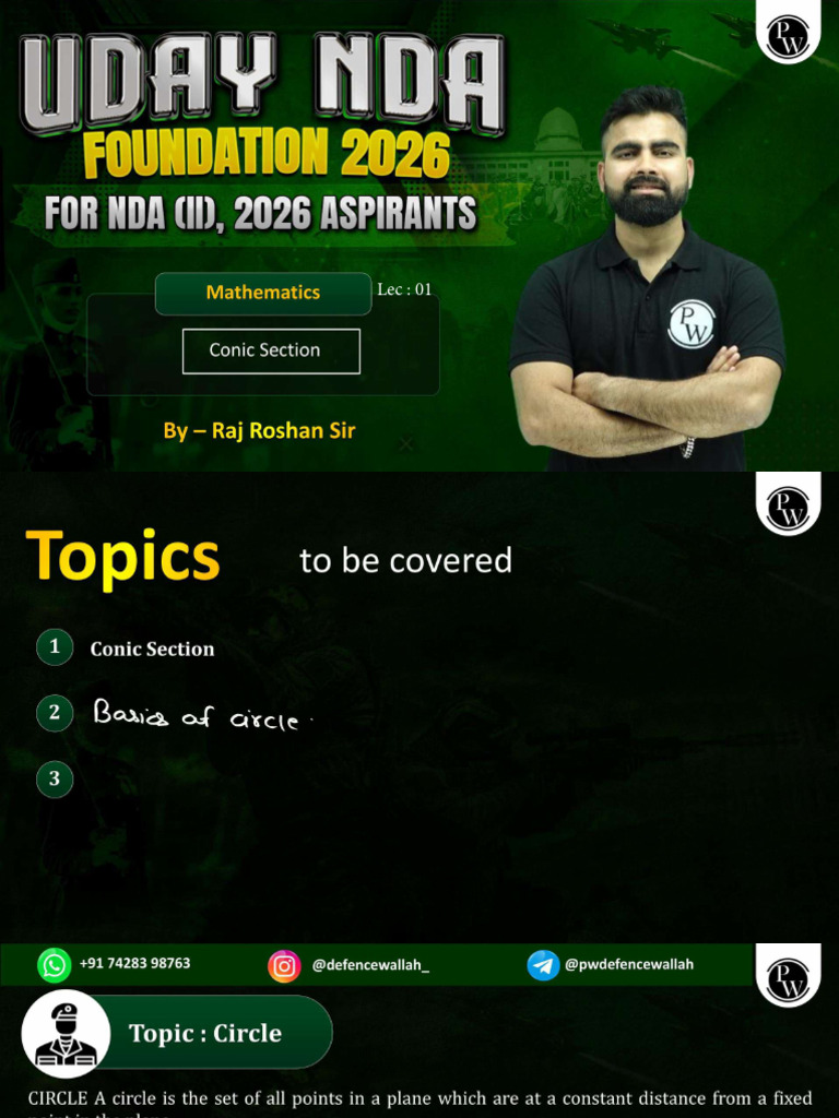 Conic Section 01 Class Notes Pdf