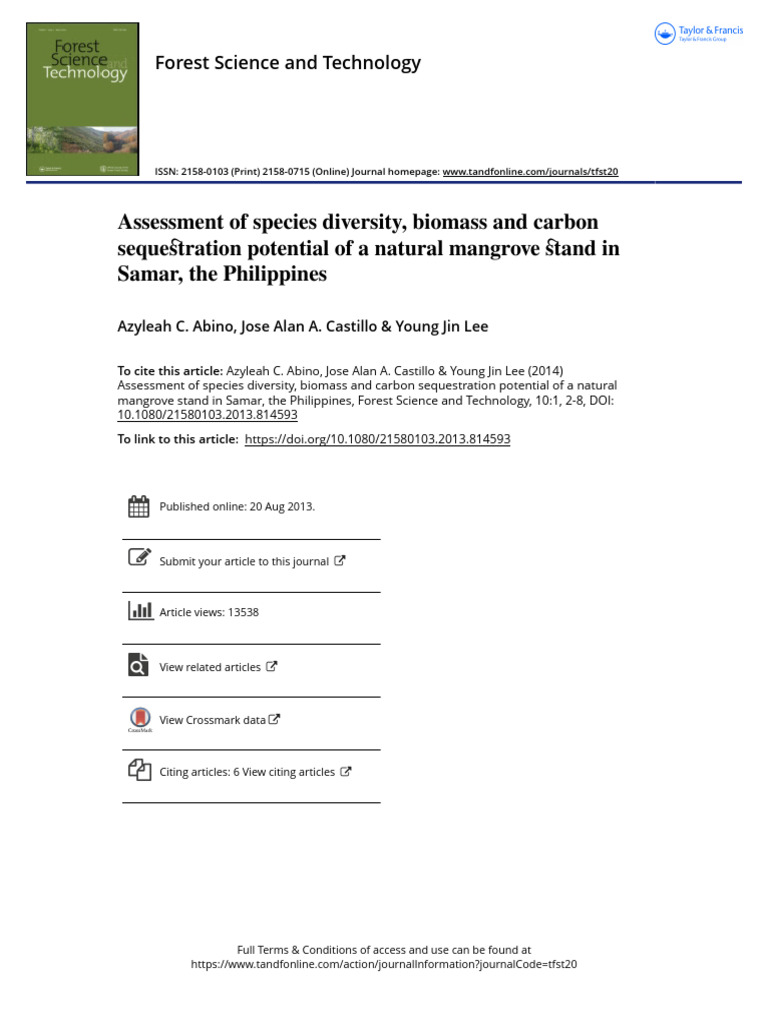 Assessment of Species Diversity Biomass and Carbon Sequestration ...