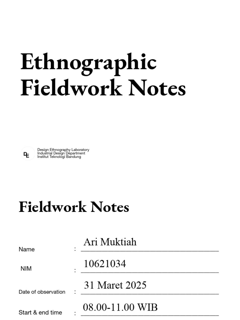 De Lab Ethnographic Fieldwork Notes en | PDF
