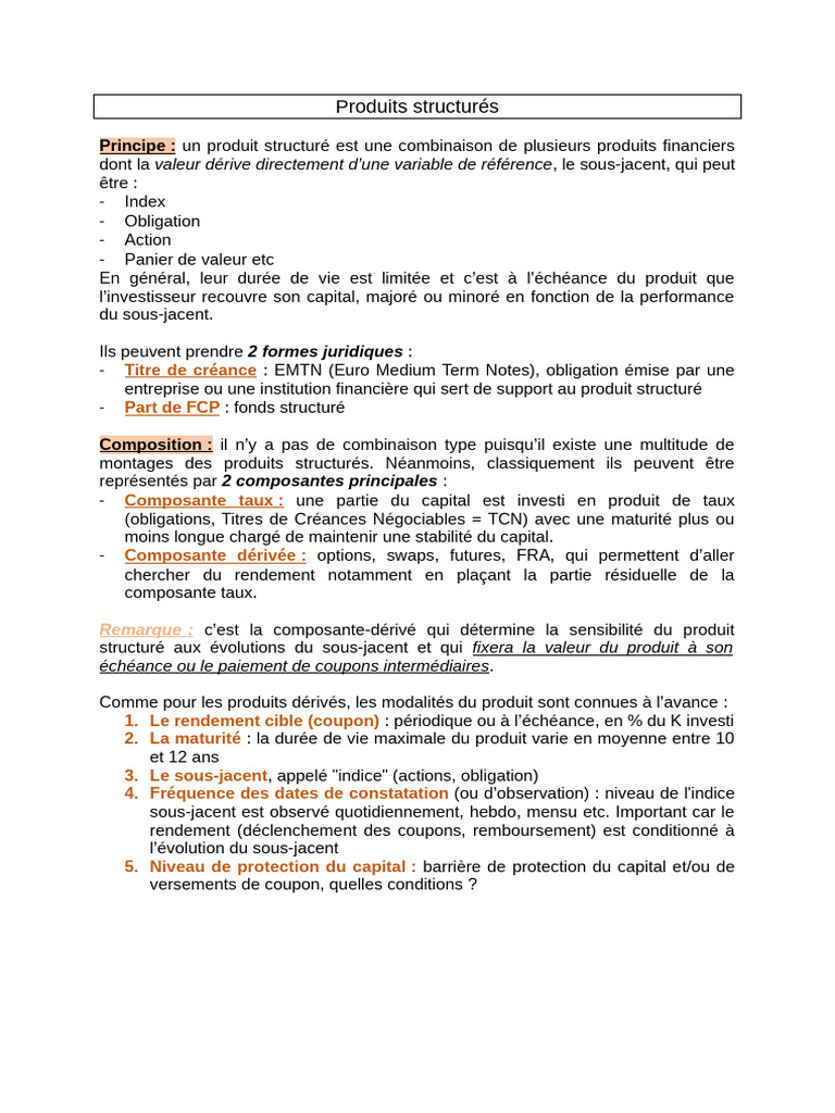 Comprendre les produits structurés financiers | PDF | Option (Finance ...