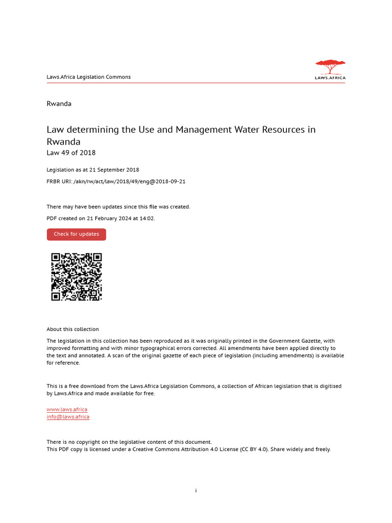 Rwanda Water Resources Management Law | PDF | Aquifer | Water Resources