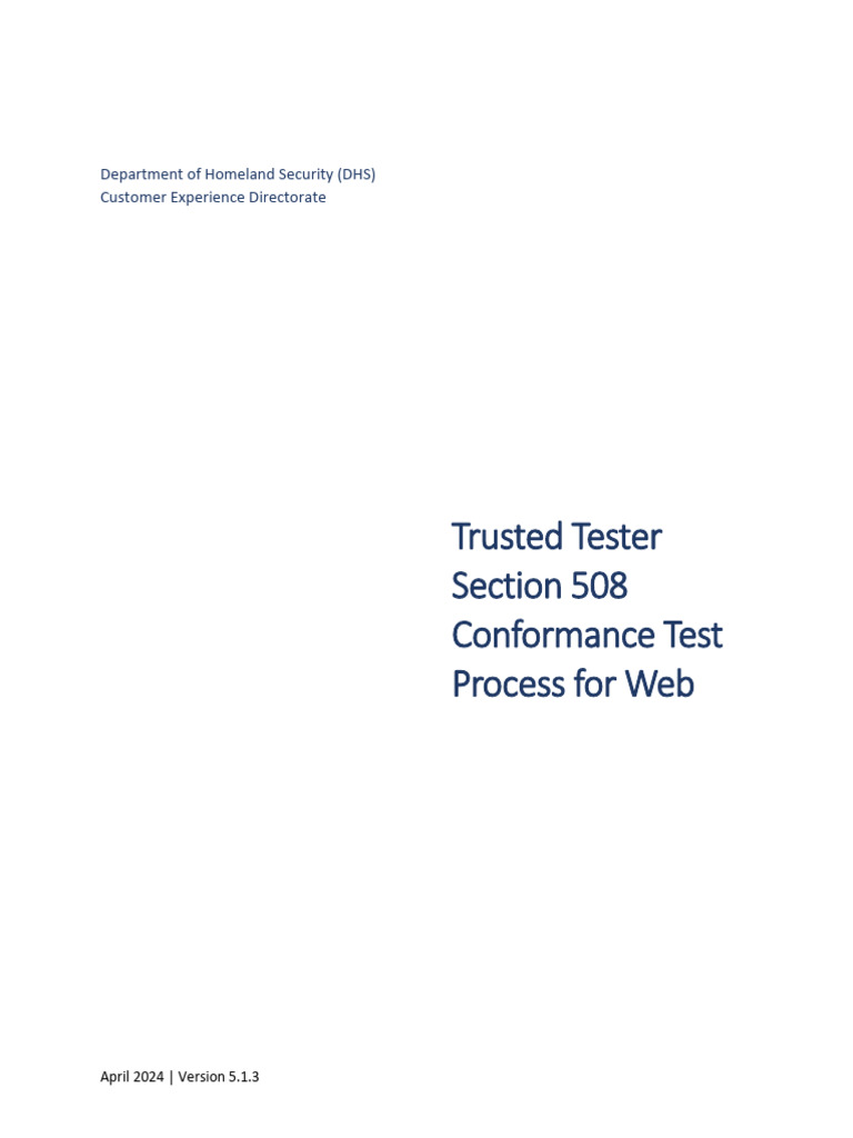 DHS Section 508 Web Test Process Guide | PDF | Software Testing ...