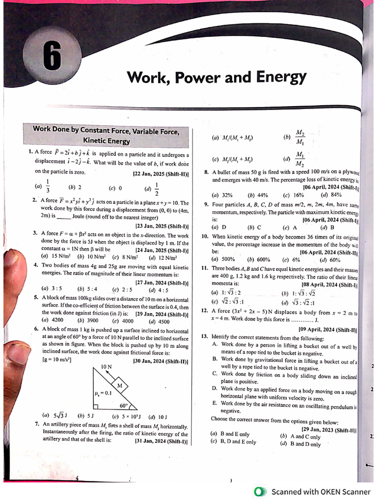 6) Work Power Energy | PDF