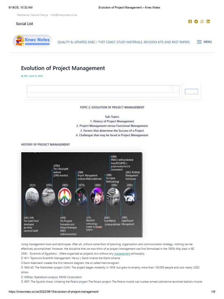 Evolution of Project Management Overview | PDF | Project Management ...
