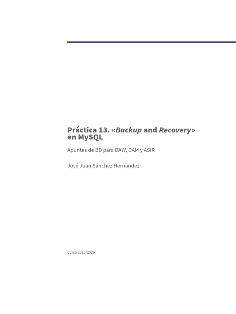 Backup y Recuperación en MySQL | PDF | SQL | Apoyo