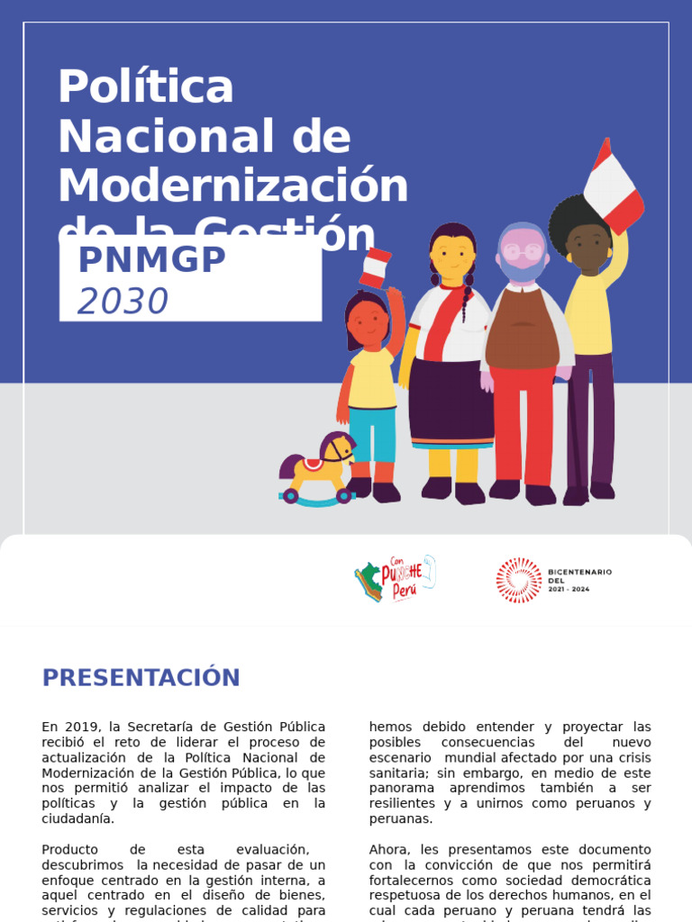 Política Nacional de Modernización de La Gestion Publica | PDF ...