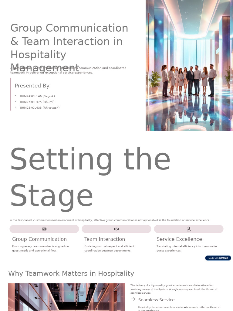 Group Communication and Team Interaction in Hospitality Management ...