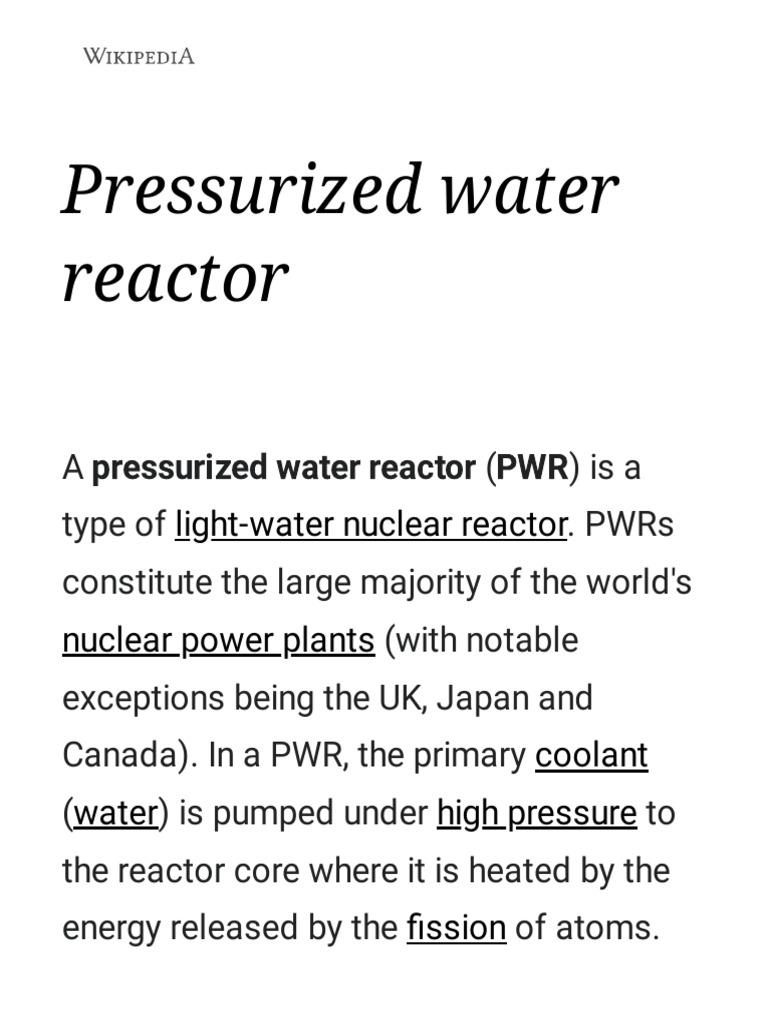 Overview of Pressurized Water Reactors | PDF | Pressurized Water ...