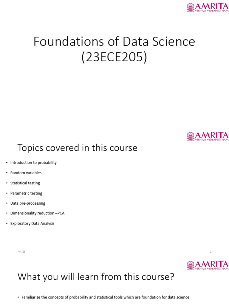 Foundations of Data Science Course Overview | PDF | Data Science | Data