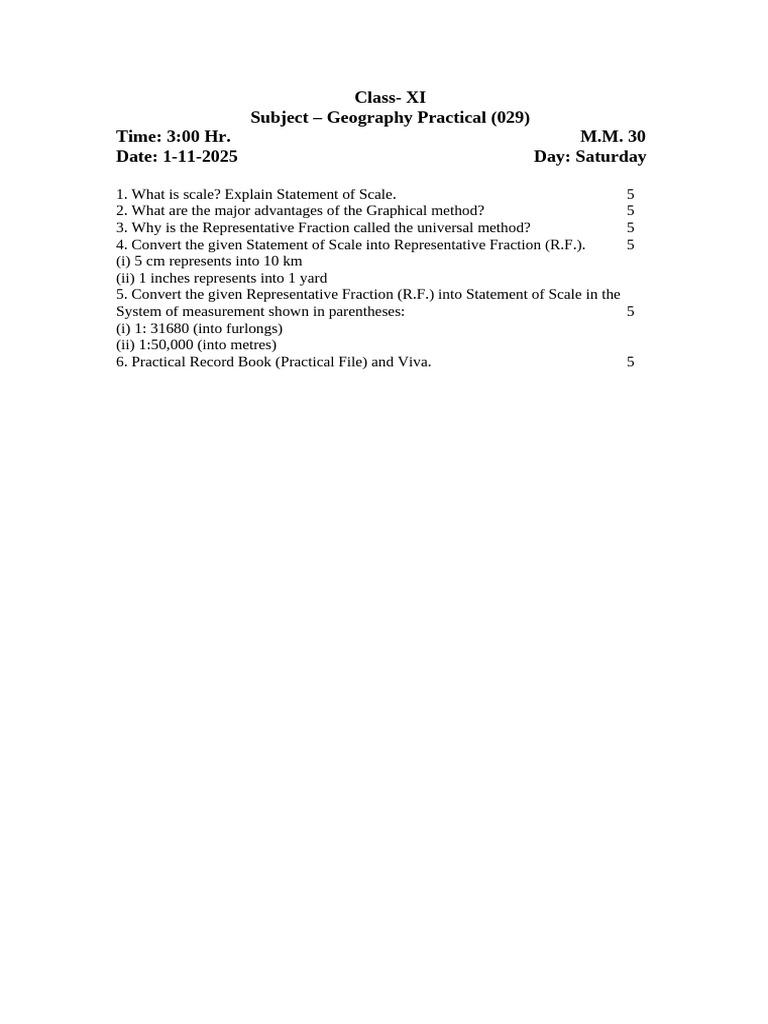 Geography Practical Exam Guide XI | PDF
