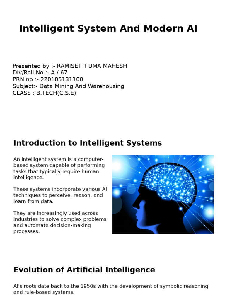 Intelligent Systems and Modern AI Overview | PDF | Artificial ...