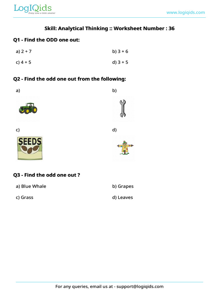 Skill: Analytical Thinking:: Worksheet Number: 36 Skill: Analytical ...