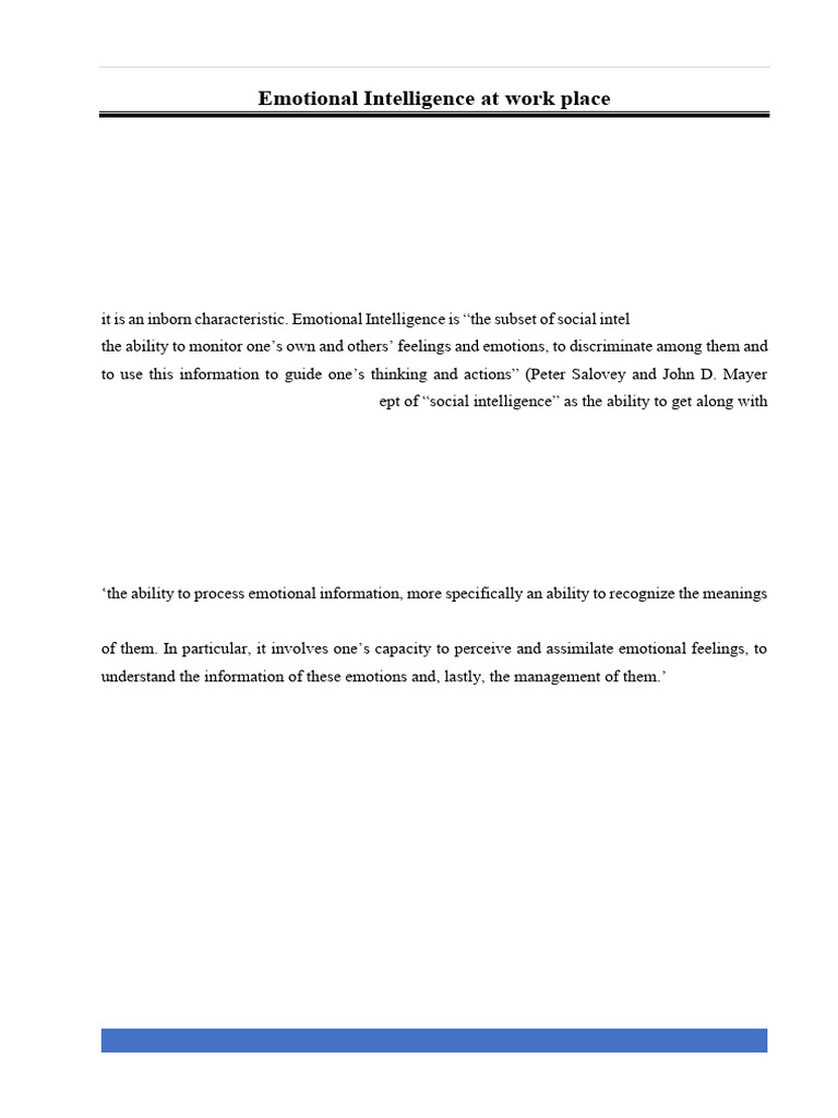 Emotional Intelligence in the Workplace | PDF | Emotional Intelligence ...