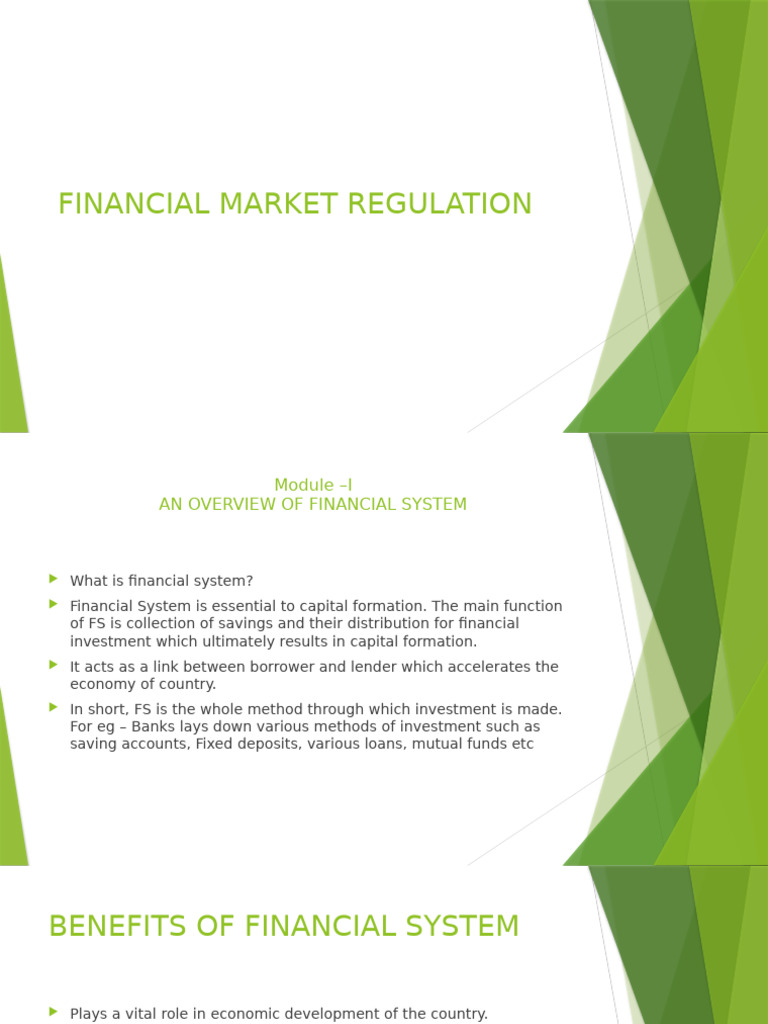 Overview of Financial Market Regulation | PDF | Financial Markets ...