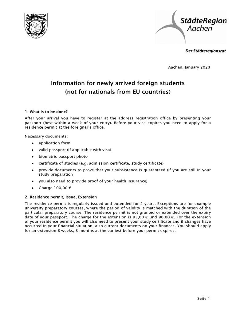 Foreign Student Residence Permit Guide | PDF | Travel Visa | Passport