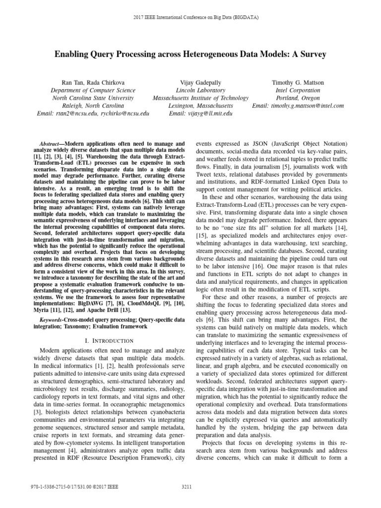 Query Processing in Heterogeneous Data Models | PDF | Databases | No Sql