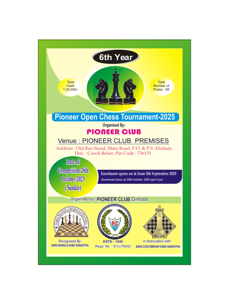 Pioneer Open Chess Tournament 2025 | PDF | Chess | Traditional Board Games