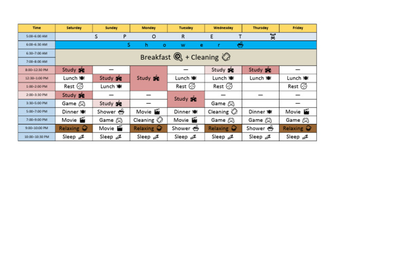 Weekly Study and Relaxation Schedule | PDF