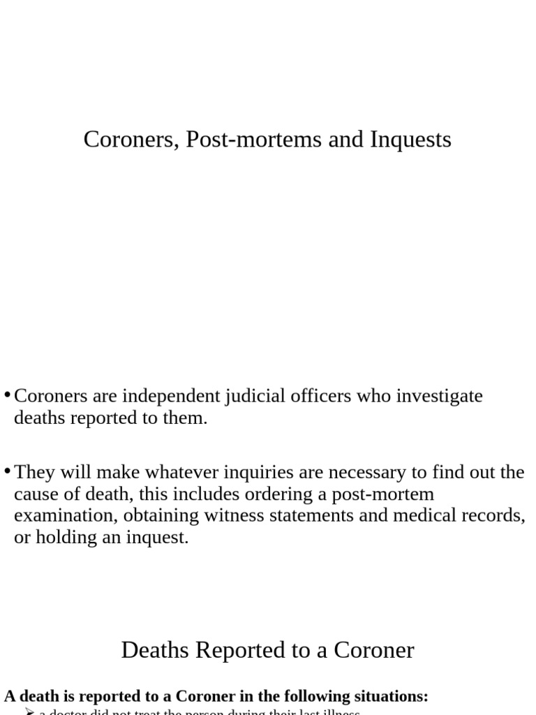 Understanding Coroners and Inquests | PDF | Autopsy | Coroner