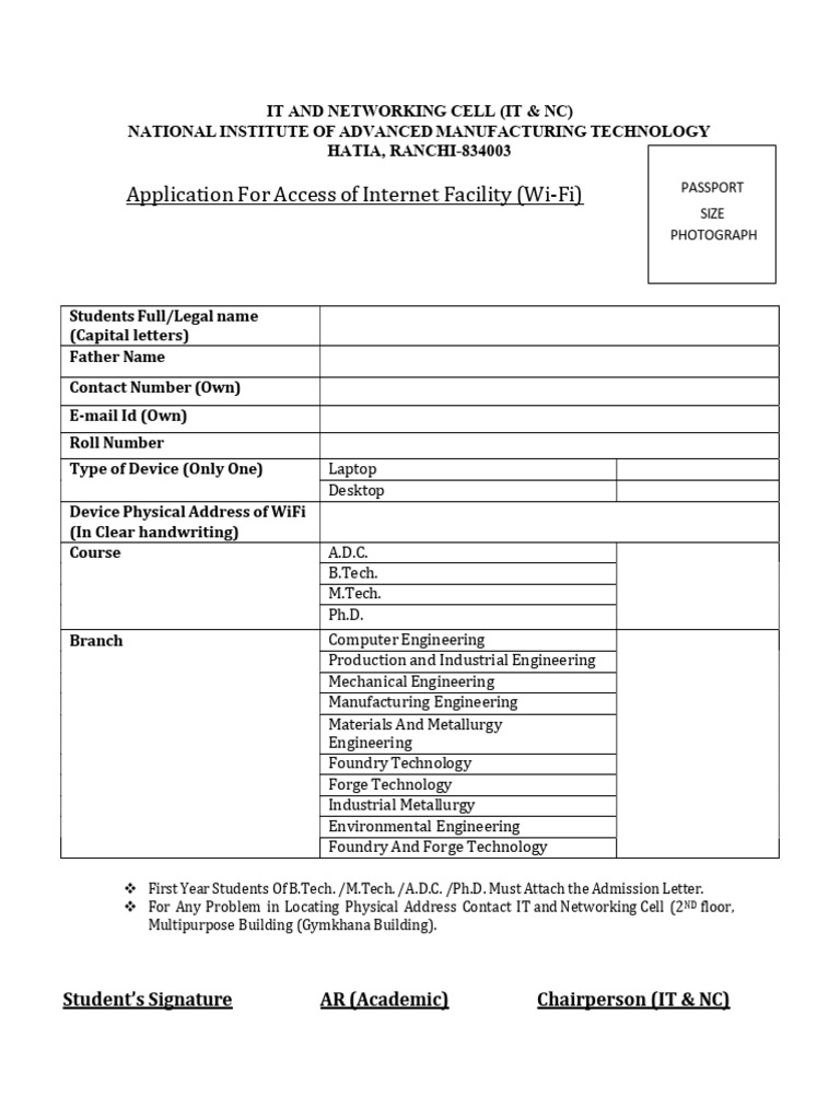Application Form Wify | PDF