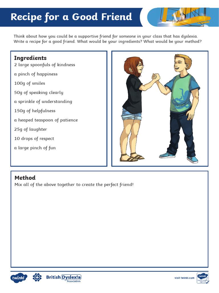 T S 2546936 Ks2 Recipe For A Good Friend Activity Sheet Ver 2 | PDF
