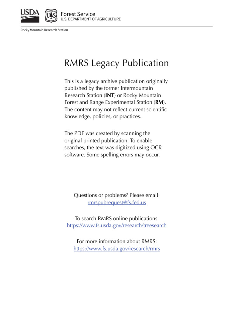 RMRS Legacy Publication: Forest Service | PDF | Wilderness | Cost ...