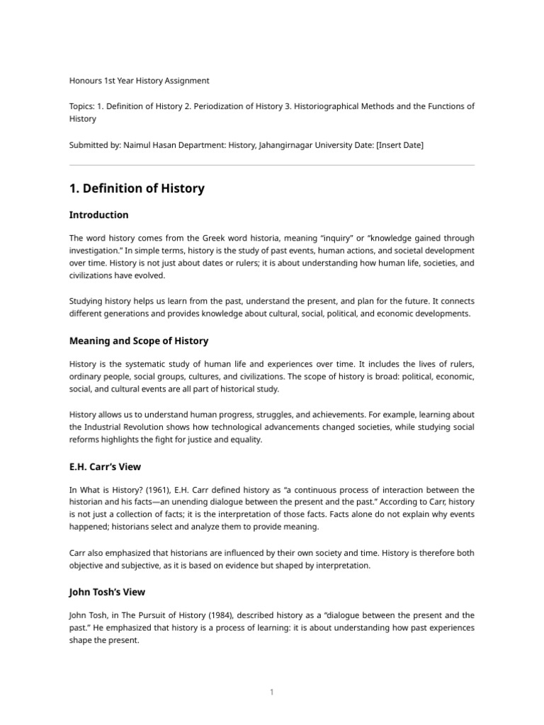 Honours History Assignment | PDF | Historian | Historiography