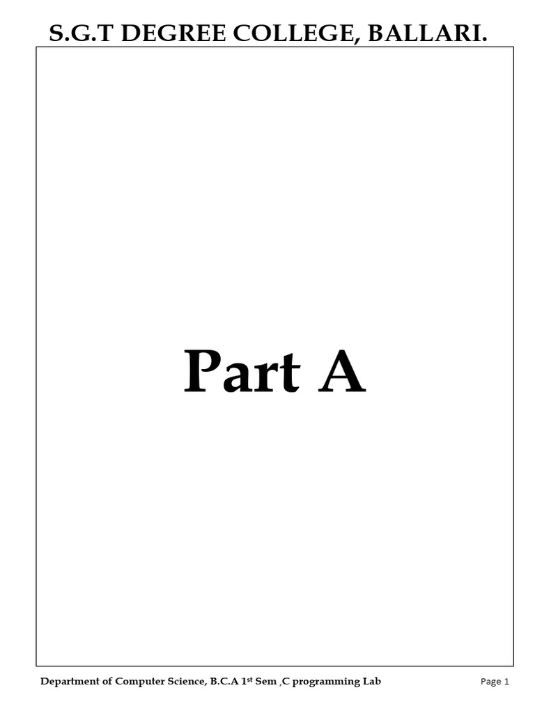 C Programming Lab Exercises for BCA Students | PDF | Pointer (Computer ...